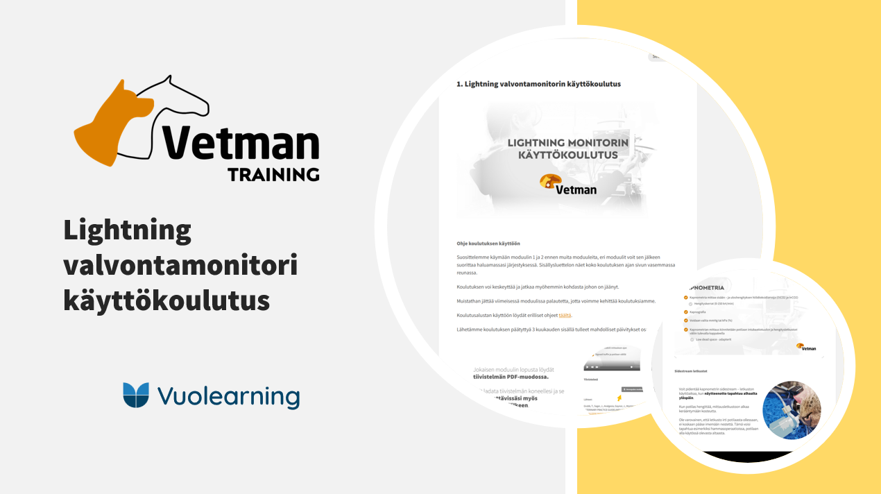 Vetlearning käyttökoulutus Lightning valvontamonitori