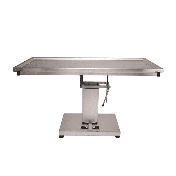 Surgery table with central electric column and two evacuation holes
