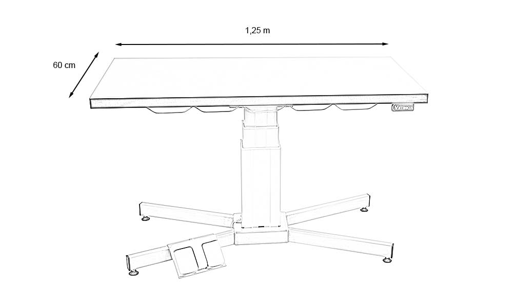Examination table with central electric column and flat top