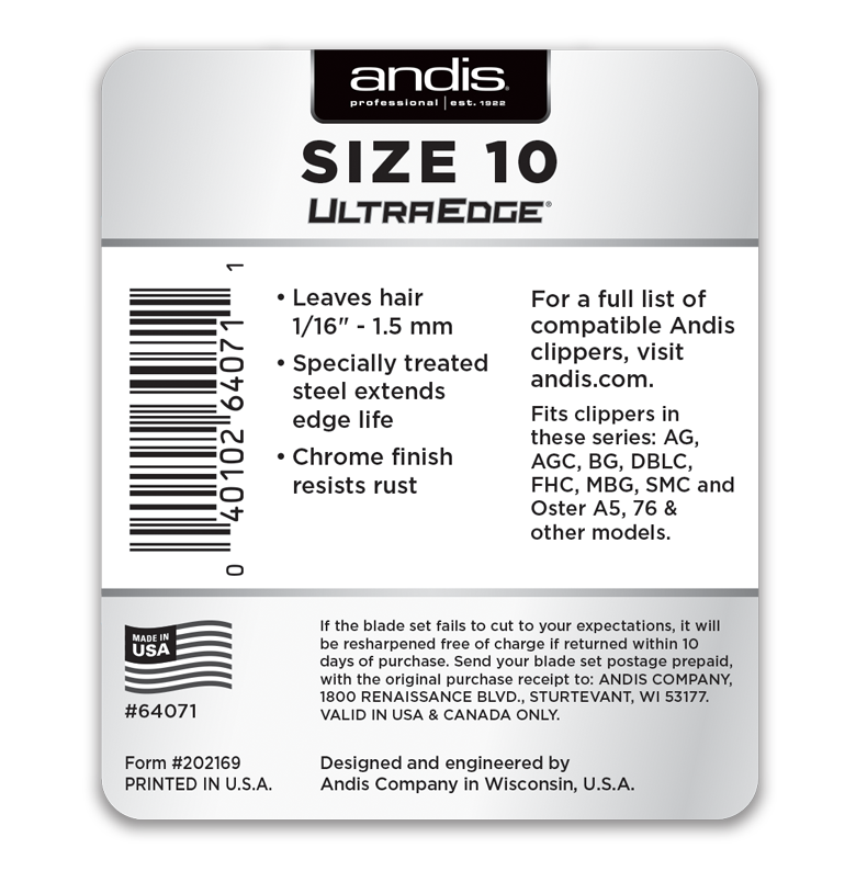 Andis Ultra Edge terä nro 10 (1,5 mm)