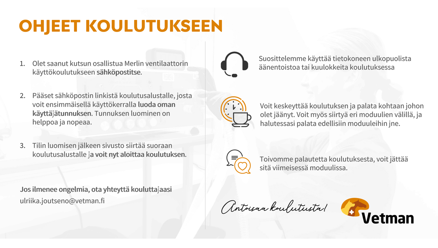 Käyttökoulutus MERLIN ventilaattori (voluumikontrolloitu) Osa 1