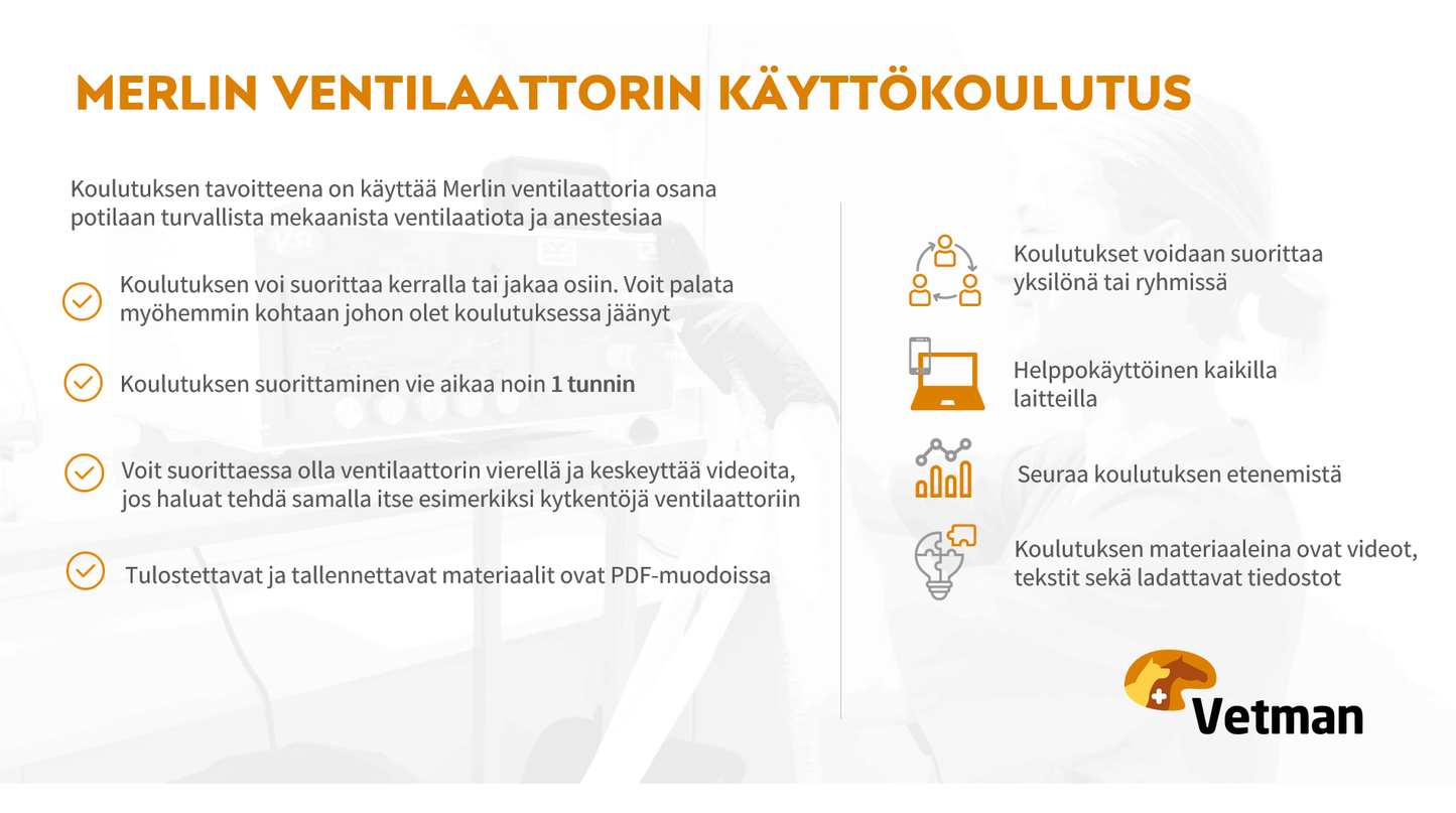 Käyttökoulutus MERLIN ventilaattori (voluumikontrolloitu) Osa 1