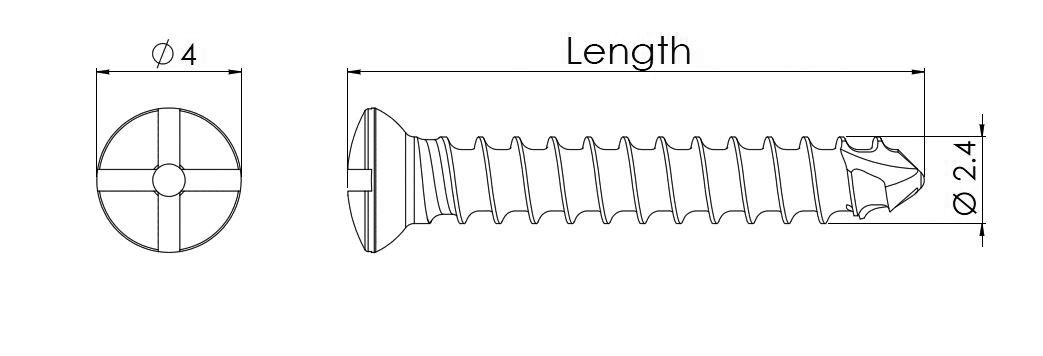 2.4mm Titanium Self Tapping Screws - Cruciate Head | eri kokoja
