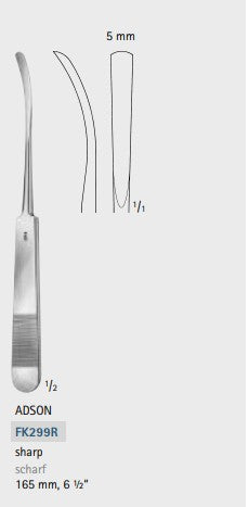 Periostin irrotin Adson, taivutettu 5 mm