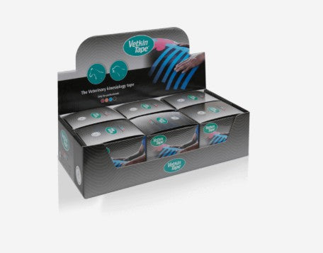 VetkinTape® 10cm Displaybox | 6 rullaa | musta