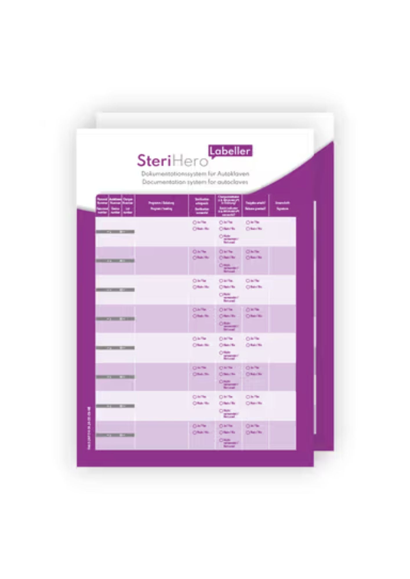 SteriHero-dokumentointilomakkeet autoklaaveille