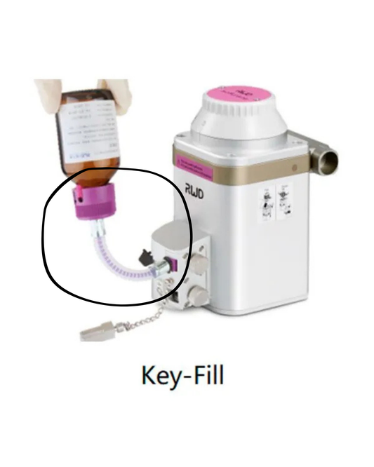 Isofluraanin täyttöletku Key-Fill järjestelmään