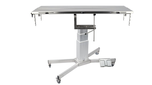 Surgical V-top X-base table 4 wheels with lock mechanism 1400x530 electric column
