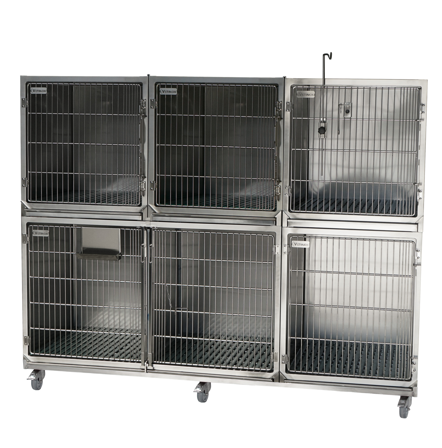 Set of 5 stainless steel cages on wheeled chassis