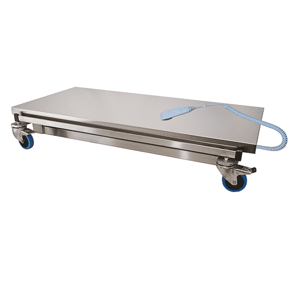 ELITE hoitopöytä | käsikytkimellä tai jalkapolkimella | pinta ruostumatonta terästä tai PVC matto
