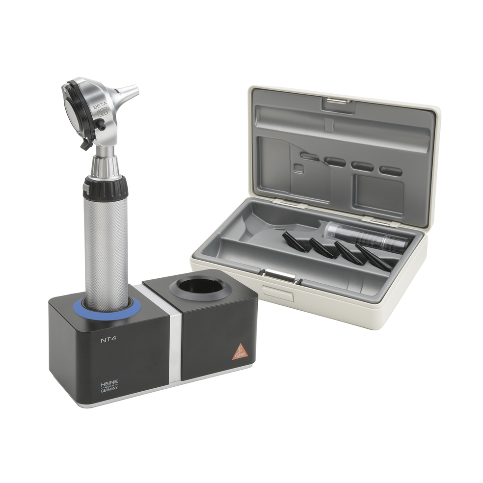 HEINE BETA 400 F.O. Otoscope Set LED - BETA4 NT Rechargeable Handle + NT4 Table Charger