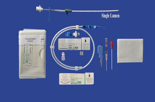 Long Term MILACATH Large Animal Kits using Guidewire introduction - Double Lumen